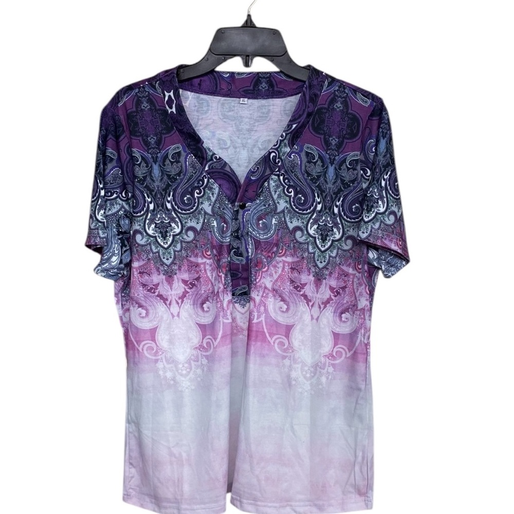 New Purple and Blue Graphic Polo T-Shirt